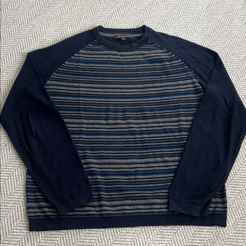 Men's Striped Navy and Gray Sweater